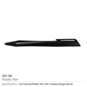 Twisted Design Plastic Pen - Black
