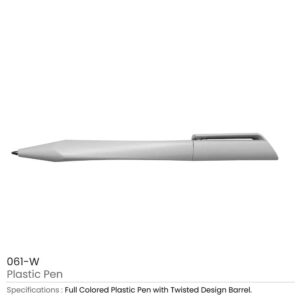 Twisted Design Plastic Pen - White