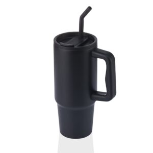 BERN Recycled Stainless Steel Tumbler with Reusable Straw - Black