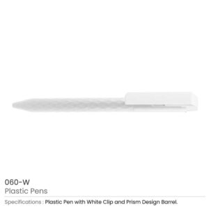 Prism Design Plastic Pen - White