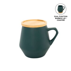 SEVILLA eco-neutral Ceramic Mug with Bamboo Lid - Dark Green